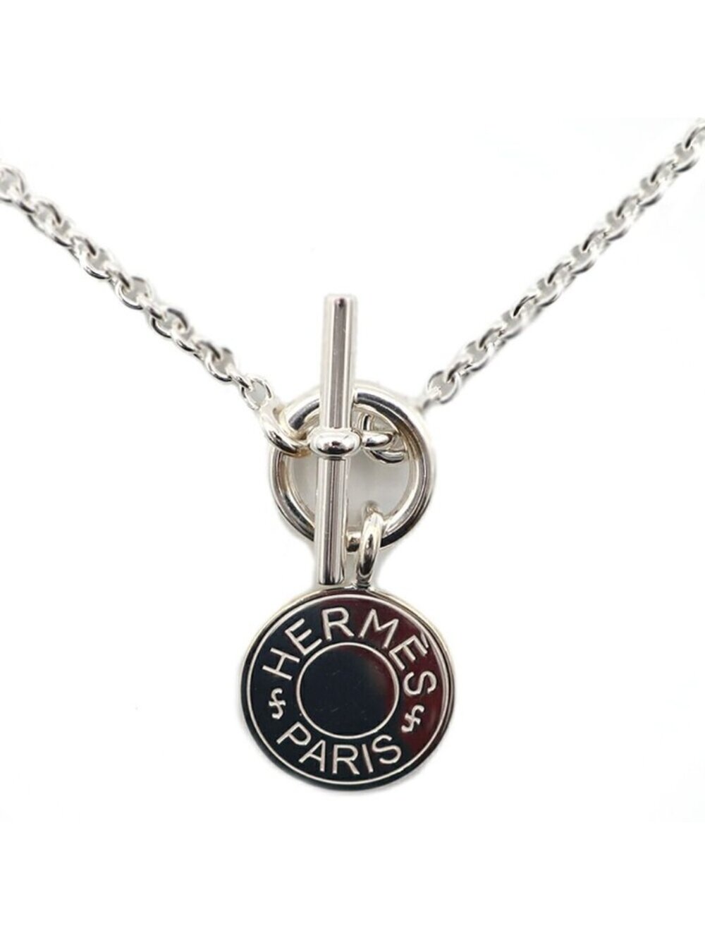 Hermes Sellier Necklace Silver Pendant
